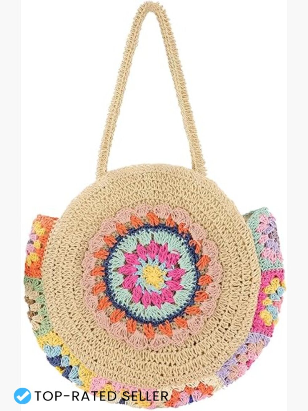 Straw Tote Bag Large Beach Woven Shoulder Handbag Summer Crochet Floral Purse